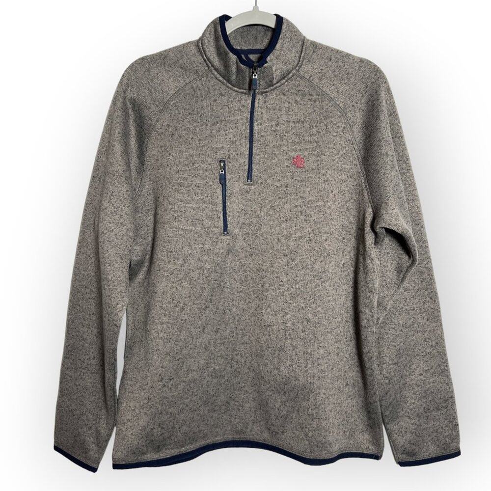 Johnnie-O Alberta Quarter Zip Fleece Sweater MENS M Gray Brown Pullover